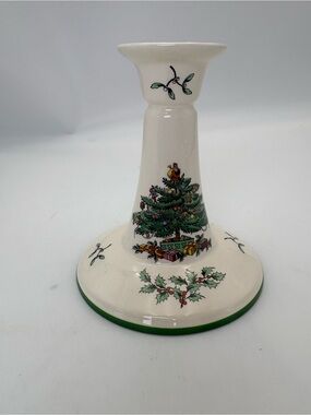 Vintage Spode Ceramic Christmas Tree Candlestick - 5.5” Made in England